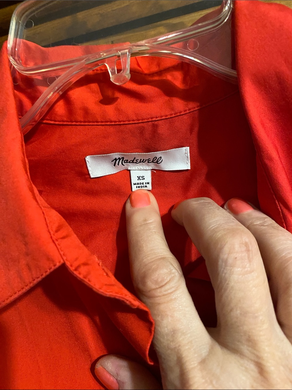 Madewell Vibrant Red Cotton Button-Down Shirt - Picture 2 of 4